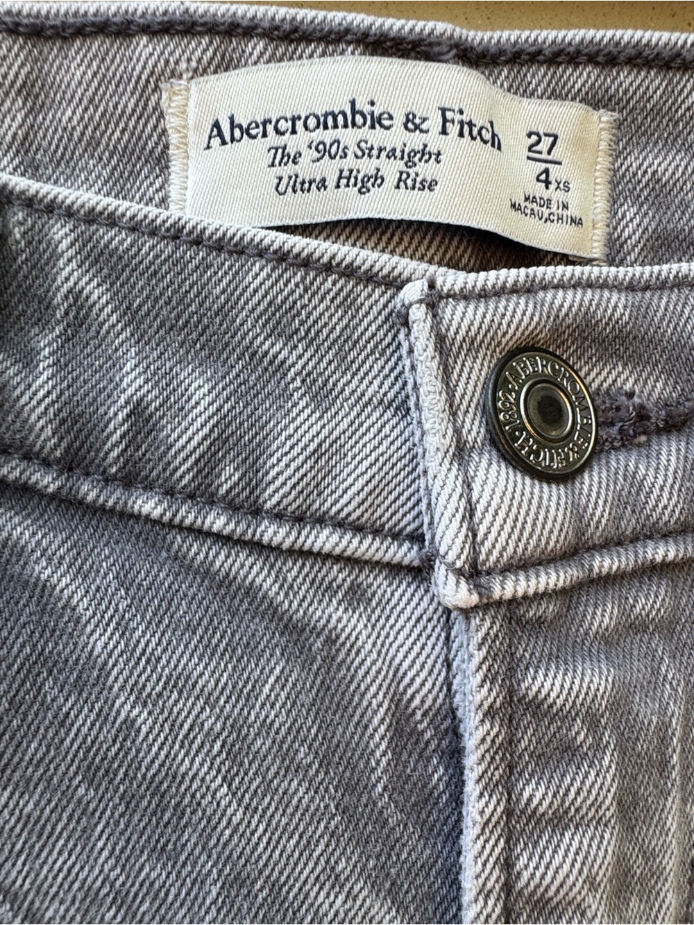 Abercrombie Curve Love 90s Straight Ultra High Rise Gray Jeans Size 27 - Picture 6 of 8
